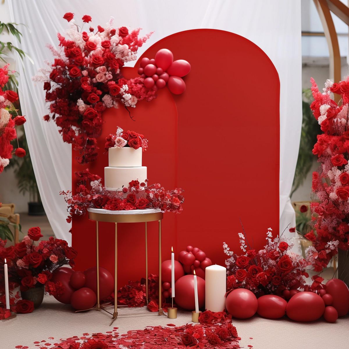 Arch Backdrop Cover Set of 3, Polyester + Spandex Stretch Fabric for 6/6.6/7.2ft Frames, Zipper Design for Wedding Party, Covers Only - thumbnail 8