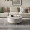 Round Coffee Table with 2 Storage Drawers,White Sintered Stone Coffee Table, Modern Durable Metal Frame Accent Table Perfect for Living Room or Office - 2 of 4