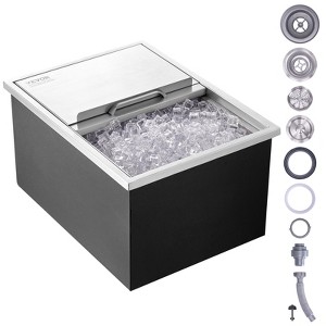 VEVOR Drop in Ice Chest, 24"L x 18"W x 13"H Stainless Steel Ice Cooler, Commercial Ice Bin with Sliding Cover, 40.9 qt Outdoor Kitchen Ice Bar - 1 of 4