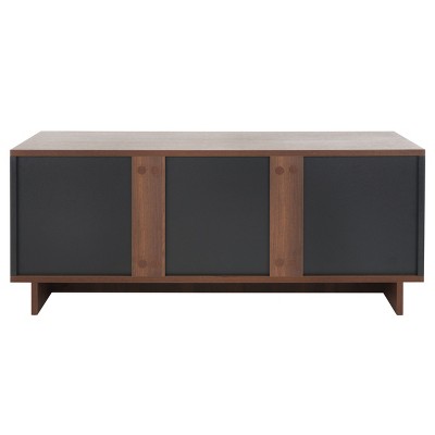 Walnut and Black Rectangular Industrial TV Stand