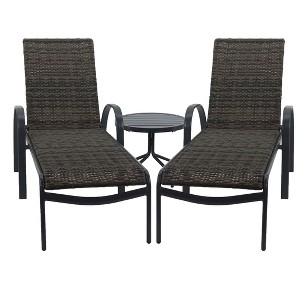 Courtyard Casual Santa Fe Wicker 3 pc Chaise Lounge Set  Includes one 20" End Table and two Chaise Loungers - 1 of 4
