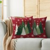 Christmas Pillow Covers 18X18 Set of 2, Green White Xmas Tree Snowflake Dark Red Winter - 4 of 4