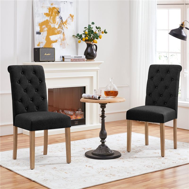 Yaheetech 2pcs Classic Fabric Upholstered Dining Chair Kitchen Chair, 3 of 13