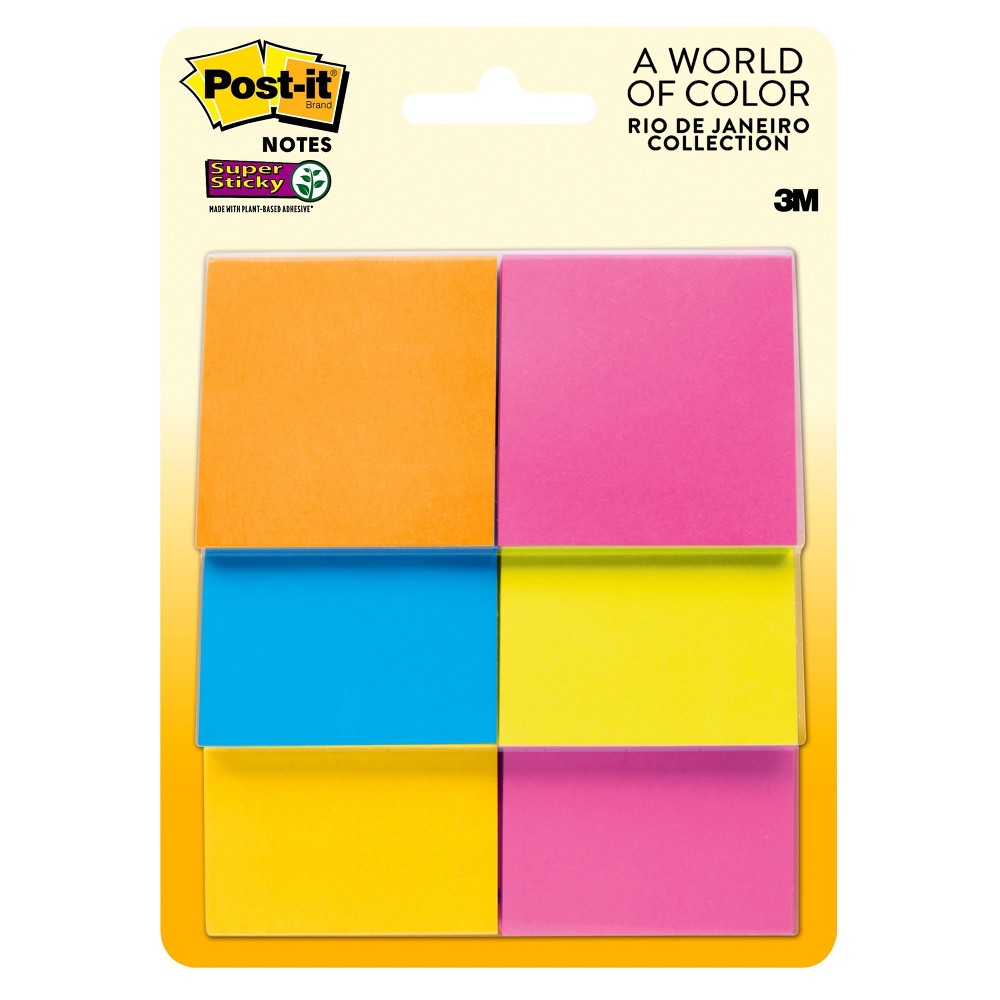 Post it notes fluorescent 4 pk 1 5in x 2in florescent