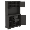PAGED Dining Room Cabinet, Farmhouse Kitchen Storage Cabinets, Cabinet with Open Shelves, Pantry Cabinet with 6 Hooks, Sideboard Cabinet - 3 of 4