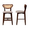 Baxton Studio 2pc Dannell Fabric and Wood Counter Height Barstools: Mid-Century Rattan Backrest - 4 of 4