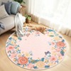Vintage Floral Scalloped Area Rug Machine Washable Rug Stain Resistant Easy Cleaning Carpet Non Slip Soft Low Pile Folding Floor Cover For Home - 2 of 4