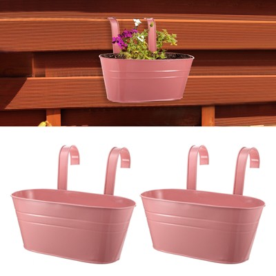 Unique Bargains Balcony Metal Versatile Anti-Rust Hanging Flower Holder 2 Pcs