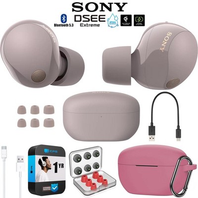 Sony Noise Canceling Truly Wireless Earbuds, Smoky Pink + Warranty Bundle