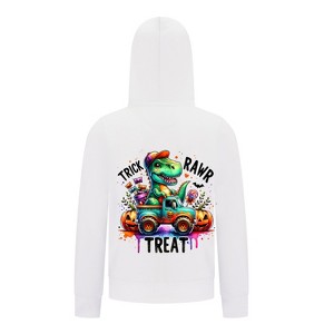 Everyday Kids “Trick RAWR Treat” Dinosaur Halloween Hoodie – Cute T-Rex Truck Graphic – Fun Fall Sweatshirt White, Size 6/7 - 1 of 3