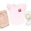 Cherry Hearts Pink Bow Patchwork Print - Flutter Sleeve Graphic T-Shirt - 2 of 4