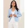 INSPIRE CHIC Women's Open Front Office Long Sleeve Lightweight Printed Floral Crop Suit Blazer - 4 of 4
