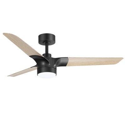 Airsurfer 52" Modern Ceiling Fan with 22W LED Light, 3-Blade Black and Wood Finish, Remote Control, Quiet Motor for Living Room, Bedroom, or Kitchen