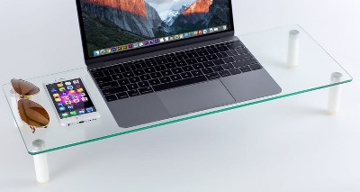 Elevate 22" Clear Tempered Glass Desktop Monitor Stand