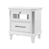 Vynxaria White Nightstand, Infinity LED Detailing, Mirrored Detailing, Bar Handle Design, Smooth White Finish - 2 of 4