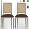 Set of 2 Dining Chairs with Cane Backrest & Upholstered Fabric Seats, Distressed Rubberwood Frame, Dining Room Chairs for Kitchen - 4 of 4