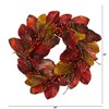 Nearly Natural 24-in Harvest Magnolia Leaf and Berries Artificial Wreath - 2 of 3