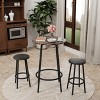 TiramisuBest 3-Piece Round Bar Table Set,Small Dining Table with 2 Stools, Backrest & Partition for Kitchen & Dining Room, Grey - 4 of 4