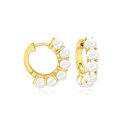 Pure Collection by Ross-Simons 3mm Cultured Pearl Huggie Hoop Earrings in 14kt Gold