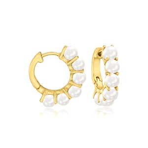 Pure Collection by Ross-Simons 3mm Cultured Pearl Huggie Hoop Earrings in 14kt Gold - 1 of 4