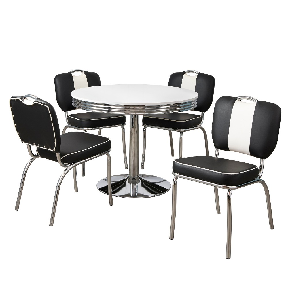 Photos - Dining Table 5pc Raleigh Retro Dining Set White/Black - Buylateral