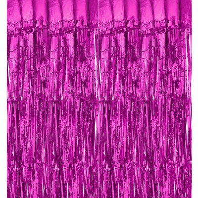 Unique Bargains Wedding Birthday Party Decoration Foil Fringe Backdrop Curtains 2 Pcs