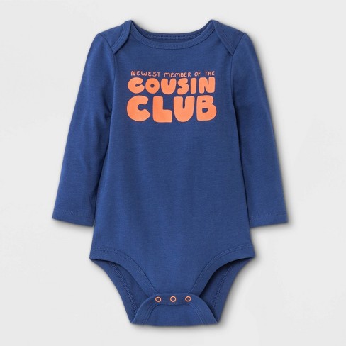 Baby Boys' 'Cousin Club' Long Sleeve Bodysuit - Cat & Jack™ Navy - image 1 of 4