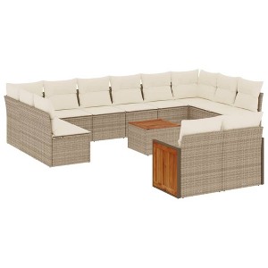 vidaXL Garden Sofa Set Beige, Cream white - 1 of 4