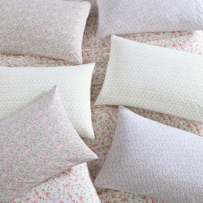 King White Cotton Percale Sheet Set with Floral Print