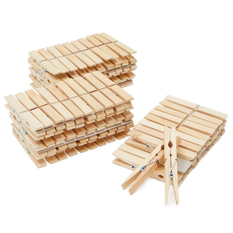 Juvale 100-Pack Large 4 Inch Wooden Clothespins - Heavy Duty Outdoor Clothes Clips for Clothes, Art, Crafts, Photo Displays, 1 of 10