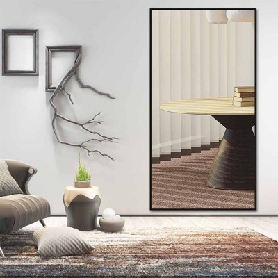 71"×32" Rounded Corner Standing Mirror Aluminum Frame with Tempered Glass,Extra Large Oversize Floor Mirror with Stand,Full Length Mirror-The Pop Home
