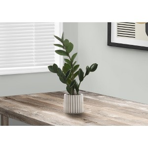 Monarch Specialties Artificial Plant 20 inch Tall Zz Indoor Faux Fake Table Greenery Potted Real Touch Decorative Green Leaves Grey Cement Pot - 1 of 4