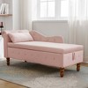 MAYEERTY Velvet Chaise Lounge, Storage Pillow Nailhead Trim Rolled Arm, Living Room Bedroom Office, Beige - 4 of 4