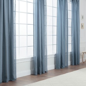 Chanasya 2pk Faux Belgian Flax Semi Sheer Window Curtain Panels - Set of 2 - 1 of 4