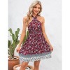 Coolmee Women's Summer Mini Dress Boho Sleeveless Halter Backless Tie Back Floral Bodycon Short Sundress - 2 of 4