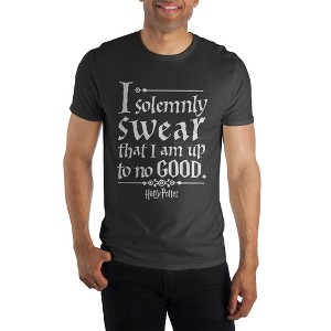 Harry Potter The Marauder's Map Phrase I Solemnly Swear That I Am Up To No Good Juniors Black Tee T-Shirt Shirt - 1 of 2