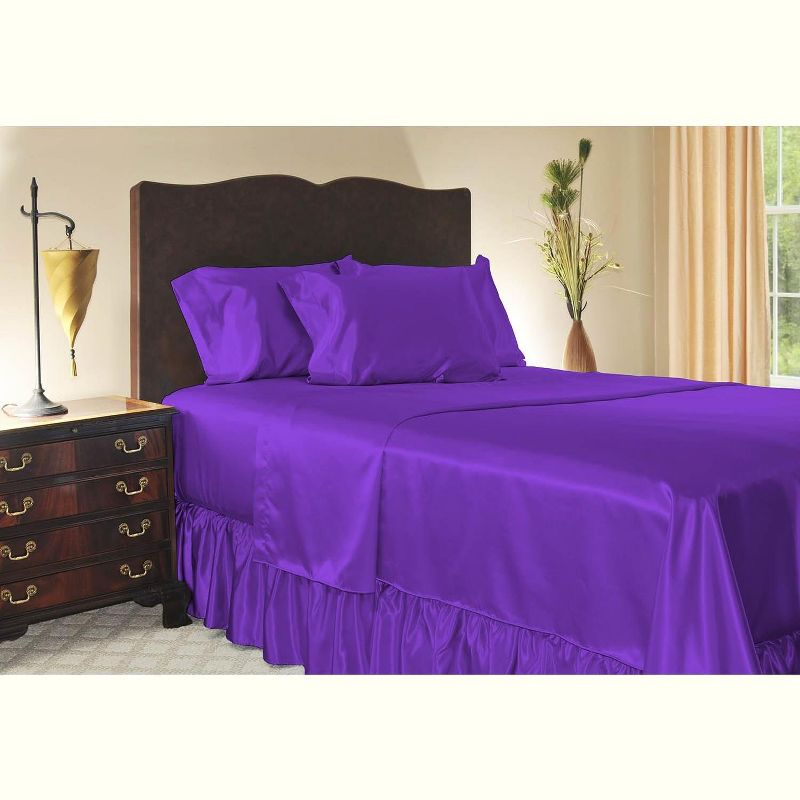 SHOPBEDDING Satin Ruffled Bed Skirt with Platform,  Wrinkle Free and Fade Resistant, 3 of 4