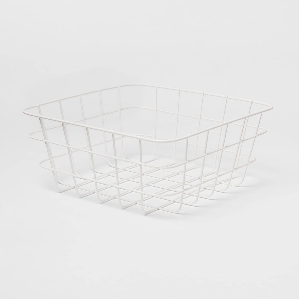 Photos - Other Decoration Small Wire Basket White - Brightroom: Carbon Steel, Powder-Coated, Decorative Storage, Square, 9.11"x6.1"x4"