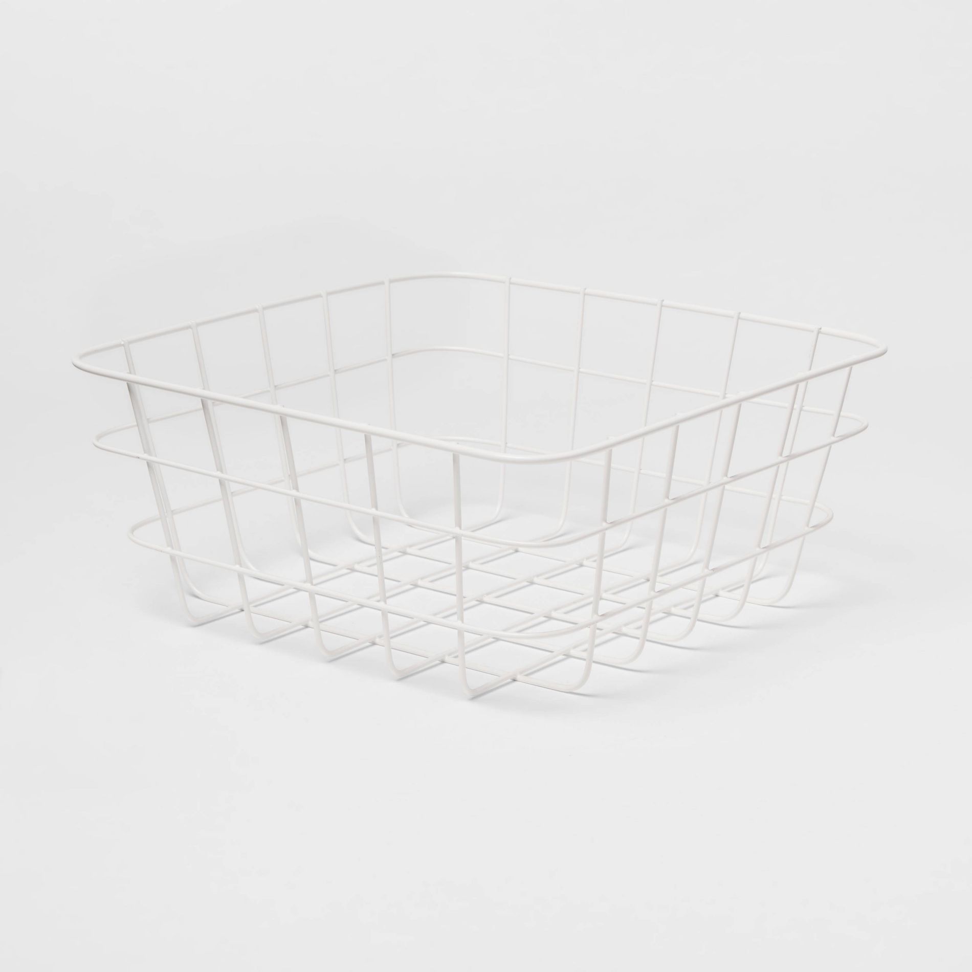 Small Wire Basket White - Brightroom: Powder-Coated Carbon Steel, Square Decorative Storage, 9.1"x9.1"x4"