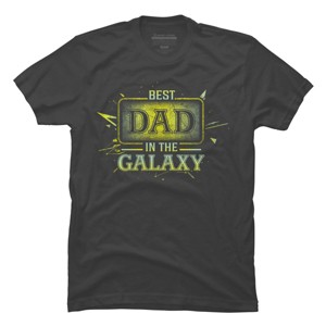 Men's Design By Humans Best Dad In Galaxy Badge By AmusingDesignCo T-Shirt - 1 of 2