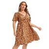 Clearlove Plus Size Dresses for Curvy Women Floral Sleeves Tiered Layers Casual Mini Dress with Pocket - 4 of 4