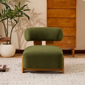 Racxily 27.25" Accent Chair, Boucle Lounge Chair, Upholstery Armless Chairs, with Solid Wood Frame, for Living Room, Bedroom and Office - 1 of 4