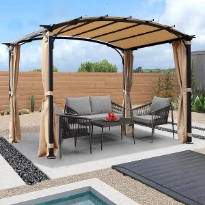 XIYUYEU 9'x11' Patio Pergola Arched Gazebo with Waterproof Sun Shade Shelter Awning Steel Frame, Grape Gazebo for Garden Backyard -Outdoor Canopy - 1 of 4