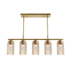 Hunter Fans 4.7" Beverly Glen Ceiling Light Luxe Gold Finish - 5 Bulb Linear Chandelier for Kitchen Island - 1 of 1