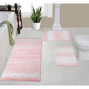 Gradiation Bathroom Decor, Washable Rug, Bathroom Mat, Bathroom Rug Set, Bath Mat Set, Bath Floor Mat Non-Slip, 3 Pcs Set with Runner, Pink - 1 of 4