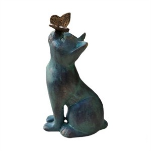 Curiosity Cat Butterfly Garden Statue Decor Cute Cat Sculpture Outdoor Animal Figurines Ornaments For Yard Lawn Porch - 1 of 4