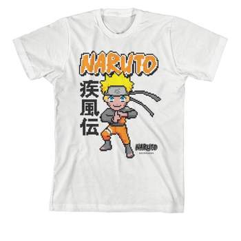 Naruto Shippuden Pixel Character Youth White Graphic Tee