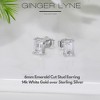 Emerald Cut Stud Earrings for Women 2 Ct  Sterling Silver Studs for her Ginger Lyne Collection - 2 of 4