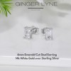 Emerald Cut Stud Earrings for Women 2 Ct  Sterling Silver Studs for her Ginger Lyne Collection - image 2 of 4