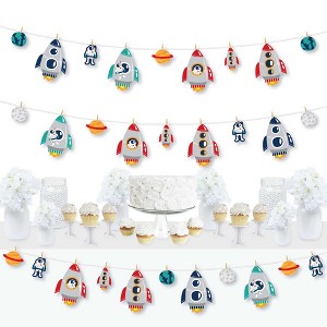 Big Dot of Happiness Blast Off to Outer Space - Rocket Ship Baby Shower or Birthday Party DIY Decorations - Clothespin Garland Banner - 44 Pieces - 1 of 4